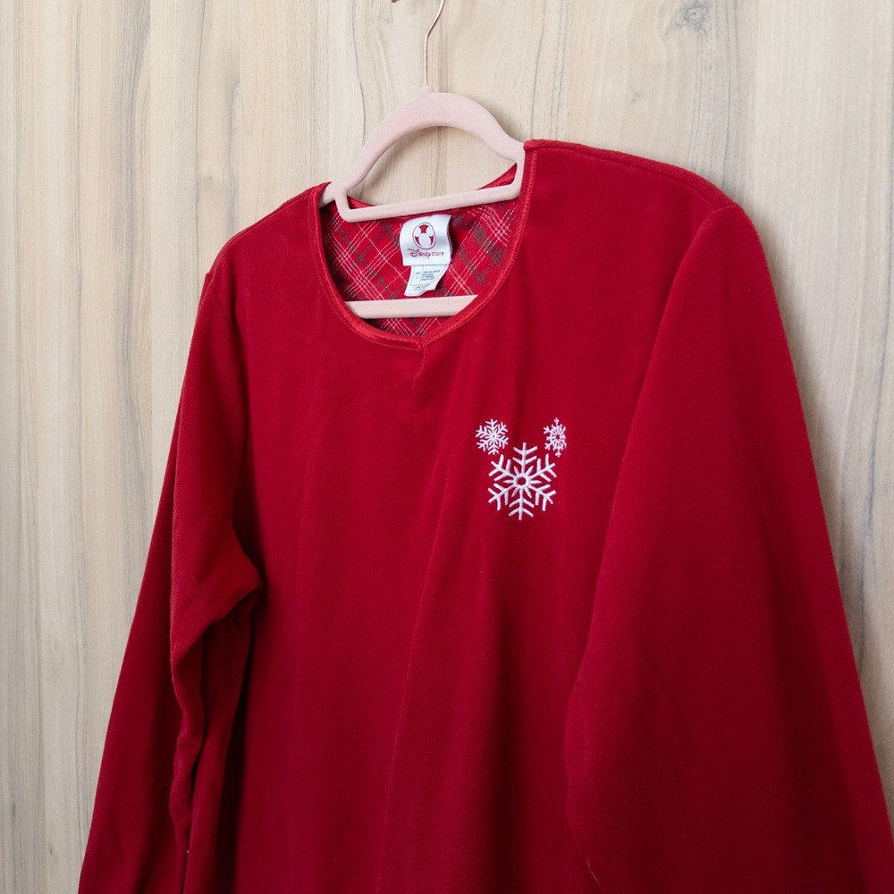 Vintage Disney Womens Fleece Nightgown L Red Minnie Mouse Snowflake Holiday Cozy - Picture 4 of 7